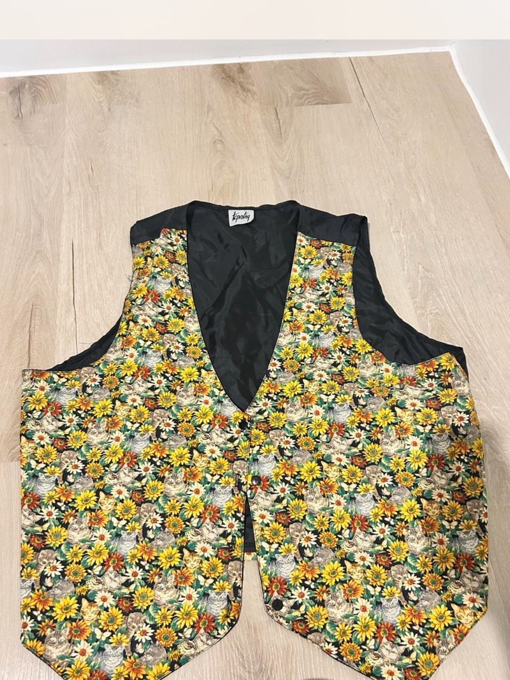 Sunflower Floral V-Neck Vest - Unbranded